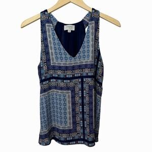Everly Bohemian‎ Blue Sleeveless Blouse Womens Small Lined Festival Geometric